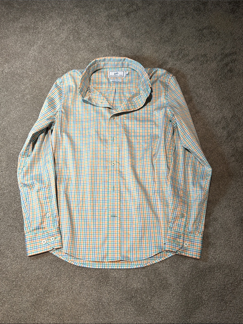 Southern Tide Boys' Plaid Button-Down Shirt in Blue and Cream
